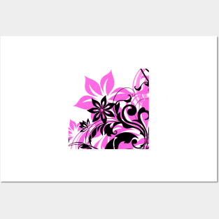 Purple Black Floral Art Posters and Art